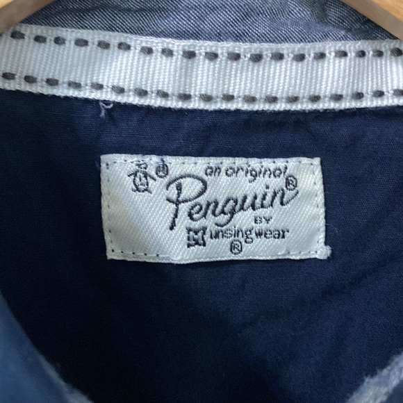 Boy’s Navy Penguin Top Shirt Sz 7 - Picture 2 of 2